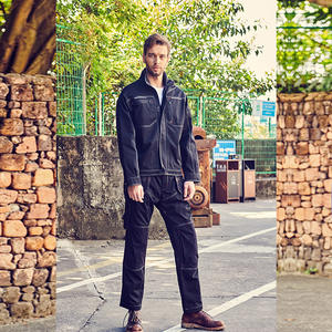 Ensemble de vêtements de travail de protection Xinke, veste et pantalon en coton noir pour usage en usine et atelier - Product Image 3