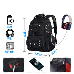 Sac à dos professionnel personnalisé grande capacité, antivol, avec port USB, pour ordinateur portable, en Oxford et PU, idéal pour l'école et les activités de plein air - Product Image 4