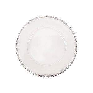 Assiette de présentation dorée transparente perlée de 13 pouces pour événements et banquets de mariage, vente en gros 2024 pour entreprises - Product Image 1