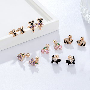 Boucles <span class=keywords><strong>d</strong></span>'oreilles clous NYH Papillon Cœur Animal Mignon Zircon Plaqué Or Mode à Visser pour Femme Idéales comme Cadeau - Product Image 3