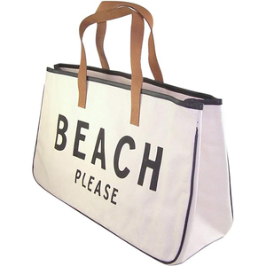 Bolsa de Playa de Lona de Algodón de Lujo para Fin de Semana, Colección Hold Everything, en Blanco y Negro, 100% Verano, con Asas de Cuero Genuino - Product Image 3