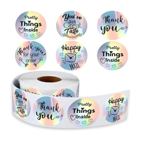 Étiquettes holographiques personnalisées imperméables, autocollantes arc-en-ciel pour sceller les pots de bougies, les boîtes cadeaux, les emballages artisanaux, en rouleau