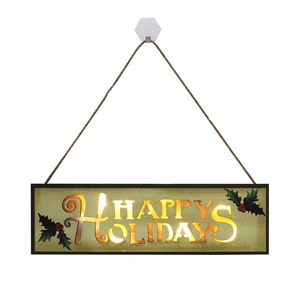 Colgante de madera con adornos navideños, letrero de luz LED para mesa, <span class=keywords><strong>Feliz</strong></span> <span class=keywords><strong>Navidad</strong></span>, LE - Product Image 3