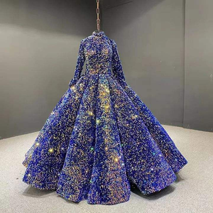 Suministro transfronterizo Vestido de <span class=keywords><strong>novia</strong></span> <span class=keywords><strong>Falda</strong></span> tutú <span class=keywords><strong>Novia</strong></span> Fantasía Bola de lentejuelas Rendimiento Cuello alto Vestido de noche de manga larga - Product Image 2