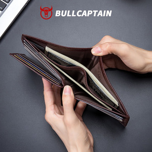 BULLCAPTAIN Customizable Cowhide Leather Men's <b>Wallet</b> Ultra-Thin Large Capacity RFID Blocking Anti-Theft Clip <b>for</b> Credit <b>Cards</b> - Product Image 5