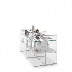 Vitrinas Modulares de Doble Cara, Composición Central 203x80x H 100, Mueble de Salón Blanco Brillante - Product Image 2