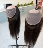 Prêt à expédier : Topper capillaire 4x4 en soie, 10x10, en dentelle, cheveux humains, cuir chevelu naturel, respirant, à clipser, pour cheveux clairsemés et perte de cheveux