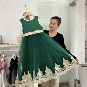 Vestido Rosa Nuevo encaje largo ropa de actuación para niños niñas buena calidad vestido de Navidad muy largo - Product Image 5