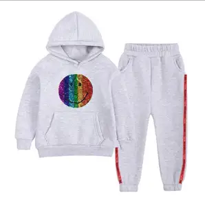 2024 New Autumn Customized Toddler Boys Rainbow Sequined Smile 2 Pieces Boys Clothing Sets