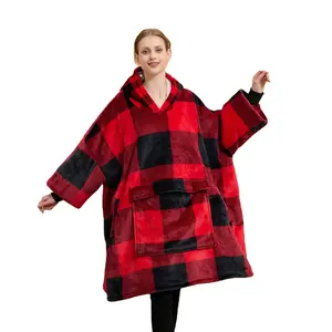 Tùy chỉnh thiết kế mẫu có sẵn siêu mềm ấm áp thoải mái Sherpa Áo Hoodie lông cừu trùm đầu chăn
