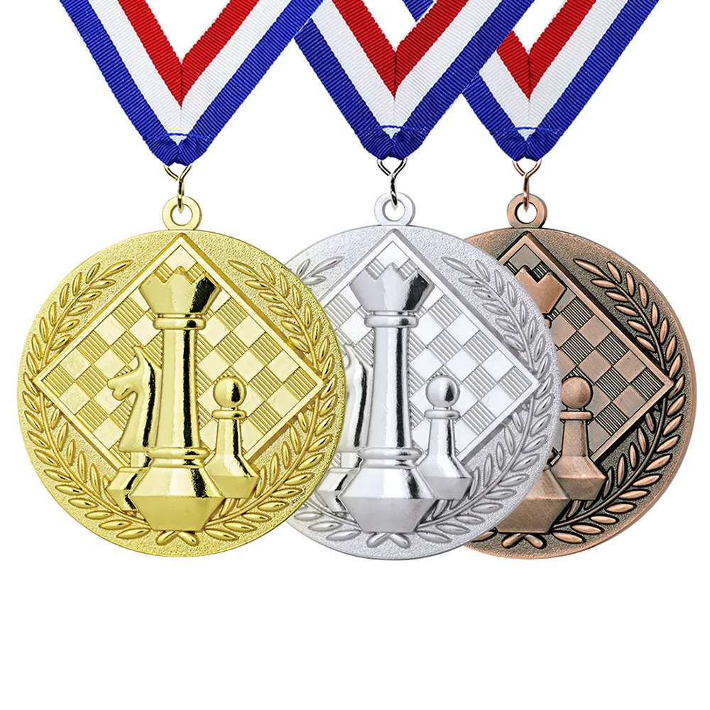 Produsen Grosir Medali Penghargaan Logam 3D Medali Emas Perak Perunggu Medali Catur Kustom