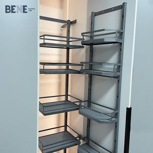 Modern Design <b>Tall</b> Pull-Out Pantry Cabinet With Wooden Larder Basket for Kitchen <b>Storage</b> Accessories Easy Installation Cabinets - Product Image 5