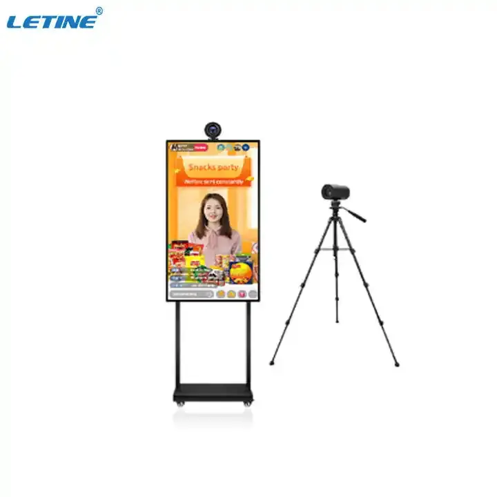 All-in-one 16.5 21.5 32 43 inch advertising displays vertical smart streaming broadcast equipment stand live interactive screen