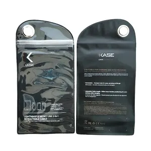 Custom pvc black cell phone cover polythene packaging zip water proof bags for phone accessories electronic product