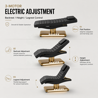 Lit de beauté électrique de luxe à 3 moteurs avec commande au pied, base LED, hauteur réglable pour salon, spa, clinique esthétique