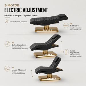 Cama de Belleza Eléctrica de Lujo con 3 Motores, Control de Pie, Base LED y Altura Ajustable para Salón, Spa y Clínica Estética - Product Image 3
