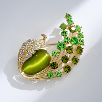 XILIANGFEIZI Soldes Exceptionnelles Nouvelle Broche Vintage Occidentale Feuille Fleur Cristal Accessoire Corsage Designer Généreux Cadeau de Mariage