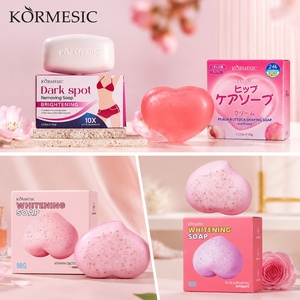 <span class=keywords><strong>Savon</strong></span> éclaircissant et blanchissant KORMESIC 90g en gros, biologique, en forme de cœur, pêche, vitamine C, collagène, rose, probiotique, pour femmes - Product Image 1