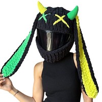 Gorros de Ganchillo Hechos a Mano con Dibujos Animados de Moda para Chicas, Adorable Funda Protectora de Felpa para Casco de Motocicleta, Moda Transfronteriza Personalizable