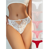 Vente en gros, tongs sexy en dentelle transparente avec nœud, sous-vêtements noirs pour femmes, culottes élégantes pour jeunes filles, string à chaud