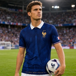 Nouveau Maillot de Foot <span class=keywords><strong>France</strong></span> 2026 Personnalisé par Sublimation – Version Fan Bleue 26 – T-shirt de l'Équipe Nationale pour le Bureau et la Maison - Product Image 1