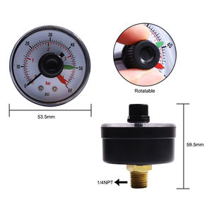 มาตรวัดความดันตัวกรองสระว่ายน้ำ1/4 "NPT หลังหรือต่ำเมาท์0-60 PSI กับ dial Setter - Product Image 6