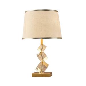 Lámpara de Mesa de Cristal de Lujo Estadounidense con Estilo Neo-Chino y Nórdico, Pantalla de Tela Romántica Posmoderna para Decoración de Dormitorio - Product Image 1