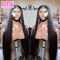 Perruque Lace Front en Cheveux Humains Brésiliens en Gros avec Nœuds Décolorés, Sans Colle, Dentelle HD Transparente, Longue, pour Femmes Noires