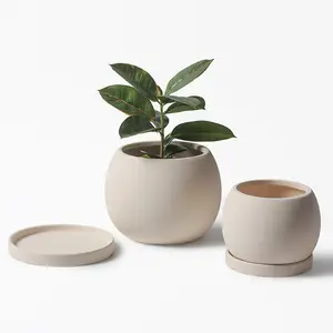 Nordic Bisque Ceramic Flowerpot Indoor Succulent Plant Planters DIY Breathable and Degradable Flower Pots with Saucers Rack