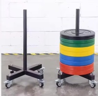 Carrito y Soporte Plegable para Discos de Pesas Estilo Cruz de Hierro, Equipo de Fitness Portátil