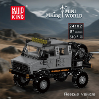 MOULD KING 24102 Ensemble de blocs de construction de modèle de véhicule de sauvetage, briques MOC, camion à assembler, jouets de puzzle pour voiture, cadeau de Noël