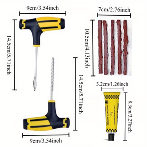 Kit de Reparación de Neumáticos sin Cámara Helloleiboo, Pequeño, Bicolor, de 8 Piezas, Amarillo, Diseñado para Reparar <span class=keywords><strong>Pinchazos</strong></span>, Universal para Vehículos - Product Image 2