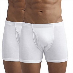 Lot de 3 boxers mi-taille pour hommes, blancs, en nylon/élasthanne tricoté, respirants, unis, avec logo à la taille - Product Image 1