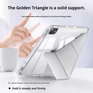 Rõ ràng Acrylic PU da 3 + Y gấp lật đứng bút khe cắm chống sốc chống uốn Tablet Pad trường hợp đối với iPad Air Mini 6 7 10.2 12.9 13 - Product Image 2