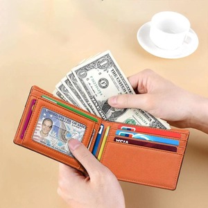 Tarjetero de cuero con bloqueo RFID para hombre, billetera corta de alta capacidad para hombre - Product Image 3