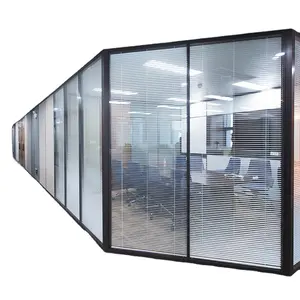 Double Glass Wall Partition With Blinds Office Partition Soundproof Wall Aluminium Partition