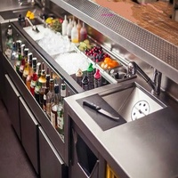 Stasiun Bar Koktail OEM Mixologist dari Baja Anti Karat, Portabel untuk Luar Ruangan, Stasiun Bartender Modular, Meja Bar Bartender