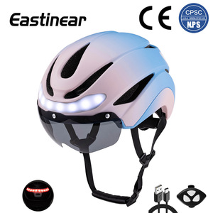 Casque de cyclisme avec lumière LED, chargement USB, visière anti-buée pour vélo de route, conduite nocturne, déplacements urbains - Product Image 2