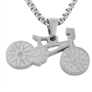 Collar con colgante de bicicleta de acero inoxidable para hombre, diseño geométrico retro, regalo 120135 - Product Image 1