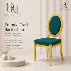 Chaise de mariage ronde en acier inoxydable doré avec dossier médaillon et revêtement vert sarcelle pour événements de mariage et banquets - Sièges événementiels - Product Image 2