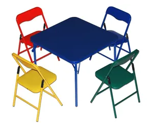 핫 세일 OEM 고품질 다채로운 금속 아이 접이식 테이블과 의자 세트 학교