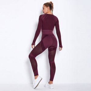 High Quality Seamless Women's Yoga Set 2-Piece Long Sleeve Fitness <strong>Leggings</strong> Front Logo Breathable <strong>Waterproof</strong> Eco-Friendly Quick - Product Image 6