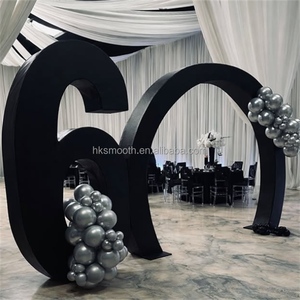Support métallique lisse en forme d'arche circulaire, cadre de toile de fond en fer forgé noir en forme de chiffres pour la décoration d'anniversaire, de mariage ou de célébration. - Product Image 2