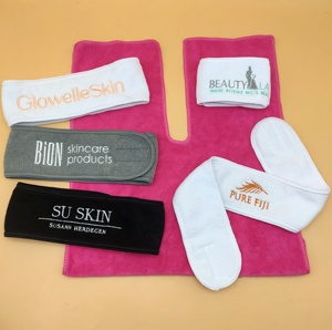 Serviette éponge personnalisée bon marché avec logo personnalisé Bandeau en coton microfibre éponge et <span class=keywords><strong>bambou</strong></span> Bandeau facial Bandeau de spa pour le maquillage - Product Image 4