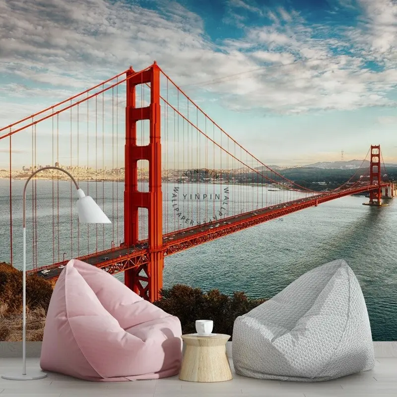 Cảnh quan eo biển Cầu Cổng Vàng ở San Francisco Peel and Stick Wallpaper