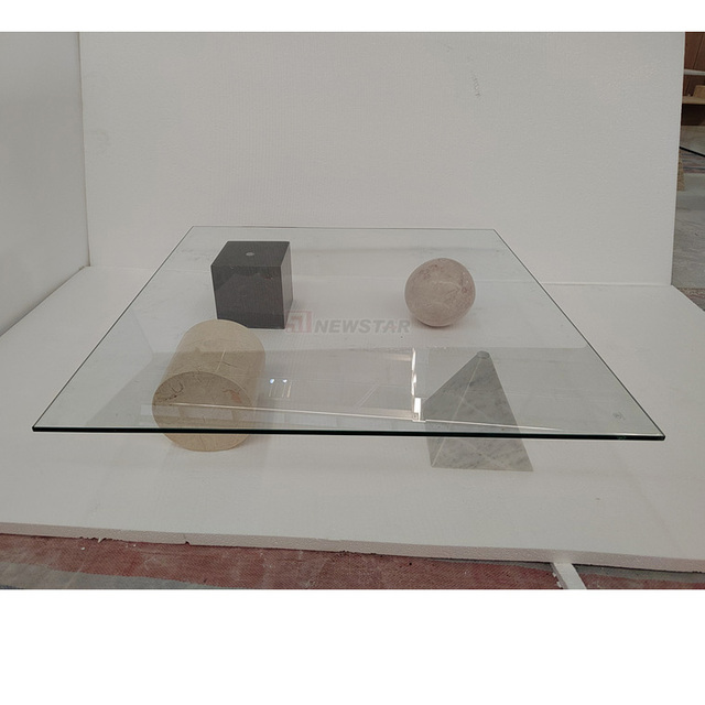 Luxury Nordic Modern Coffee Table Glass Top Marble Base Tea Table Set Living Room New Design Glass Table for Living Room