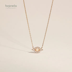 BEJEWLS perhiasan emas padat grosir kustom batu permata alami <span class=keywords><strong>Opal</strong></span> liontin berlian 14K kalung emas asli untuk wanita - Product Image 2