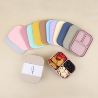 Ensemble Boîte à Déjeuner Bento en Silicone Sans BPA avec Logo Personnalisé Réutilisable, Couvercle Étanche et Bouteille d'Eau en Silicone de 350 ml pour Enfants