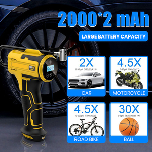 מדחס אוויר נייד אלחוטי דיגיטלי למילוי צמיגים 12V/DC משאבת רכב ואופניים מהירה עם תאורת LED OEM - Product Image 4