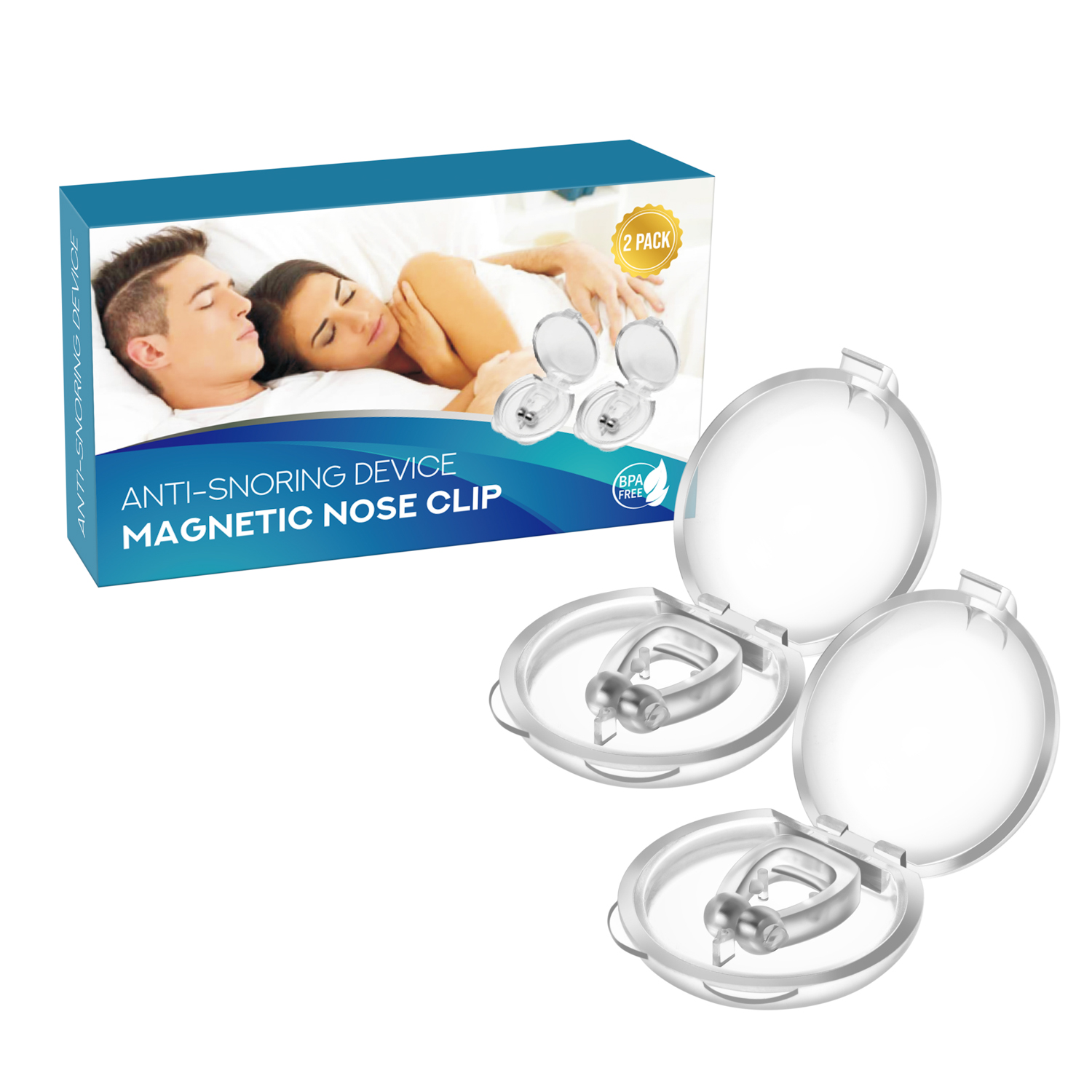 Hot Sales 2 Pack Magnetic Snore Clip Nose stopper Anti Snoring Solution Anti-snore Device